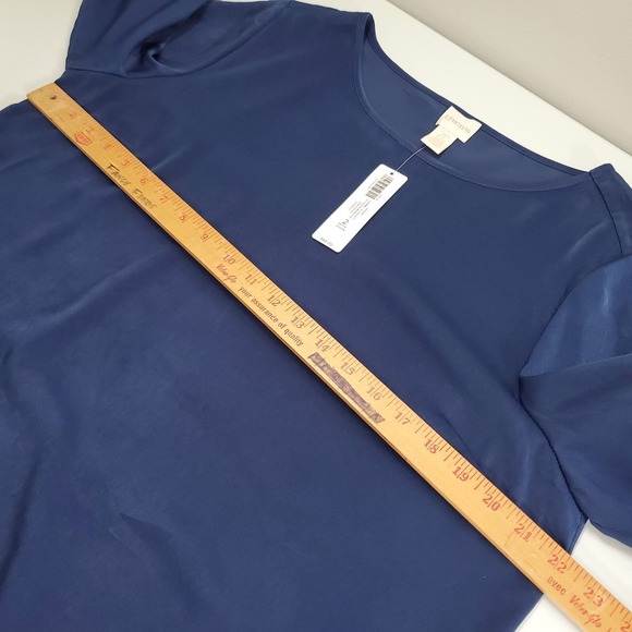 Chicos Women Grommet Sleeve Top Size 2 Petite US 12 Blue Office Event Blouse - Picture 10 of 13